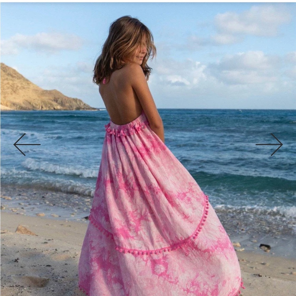 St. Barths Tie Dye Pom Pom dress